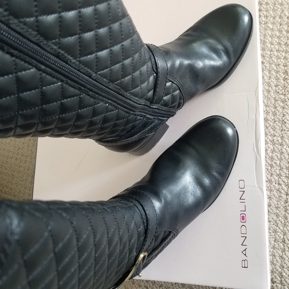 Bandolino Blushe Quilted Black Leather Heeled Riding Boots 6.5M - Picture 11 of 15